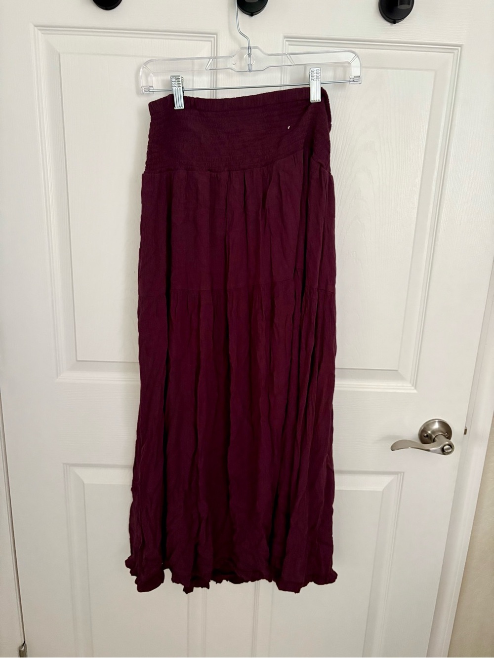 Japna Burgundy Maxi Skirt with Smocked Waist
